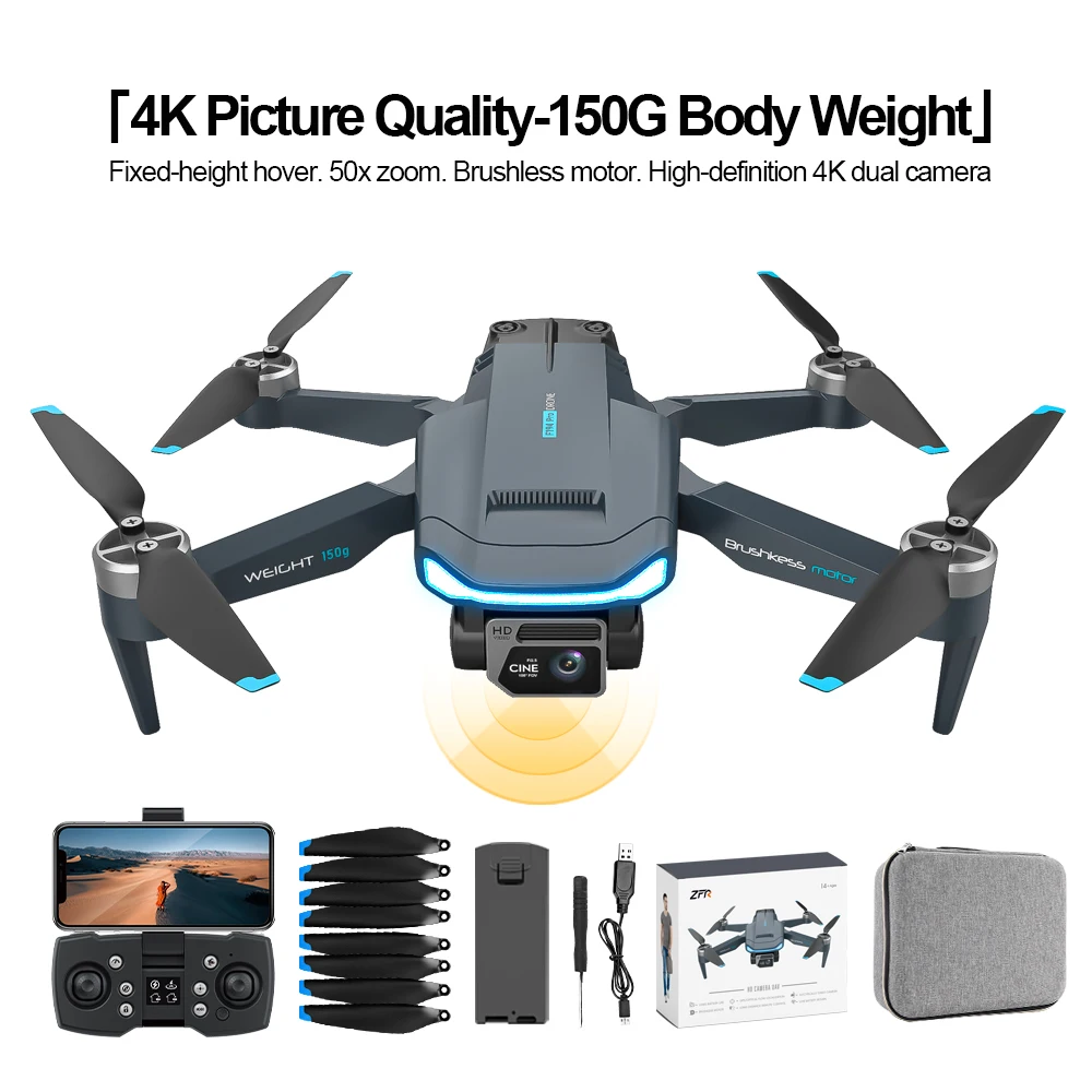 

EBORUI F194 MINI GPS RC Drone Brushless 5G WIFI FPV 4K HD Dual Cams 20mins Flight Time Foldable RC Quadcopter Drone Toys Gift