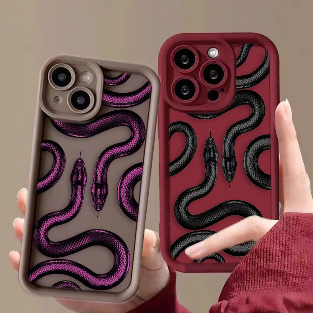 Fashion Purple Black Snake Phone Case For Redmi A1 NOTE 13 12 12S 11 11T 10 9 9S 8 7 PRO PLUS 4G 5G Case Cover Funda Coque Shell