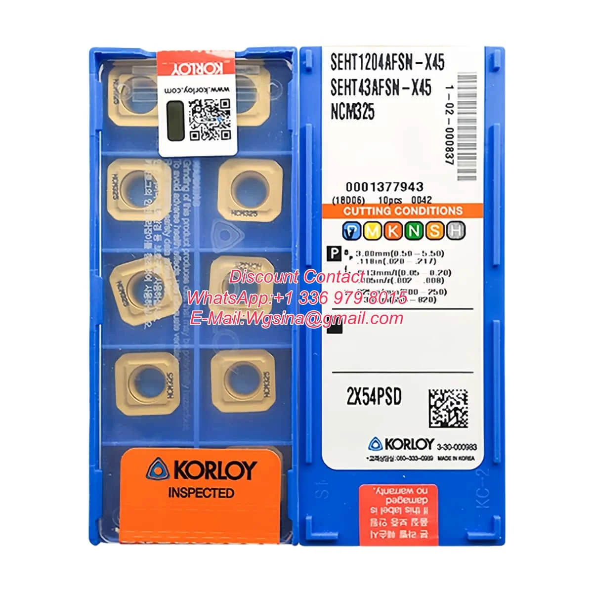 Korloy Milling Insert SEHT1204 SEHT1204AFFN-X83 SEHT1204AFSN-X45 NCM325 NCM335 H01 CNC Cutting Tool