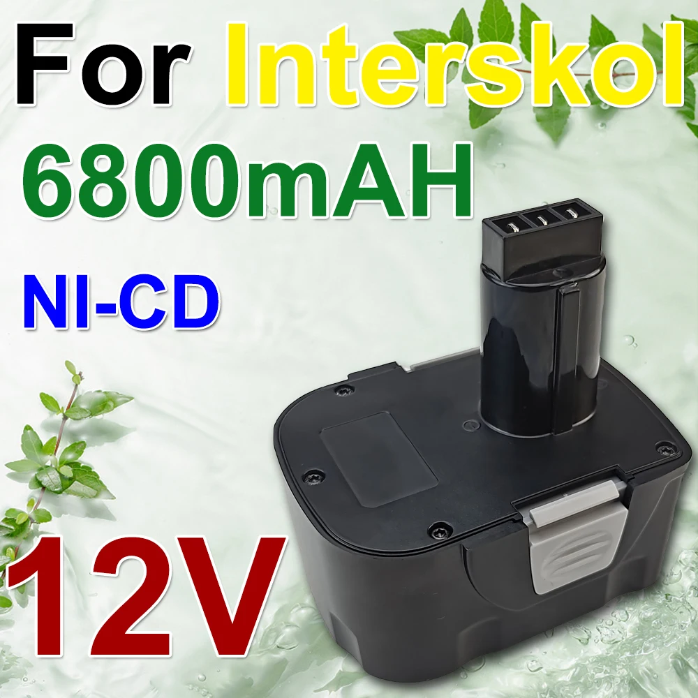 For Interskol 12V 6800mAh Ni-CD Battery Power Tool Rechargeable Replacement Battery Screwdriver Cordless Drill H12 DA-12ER-012