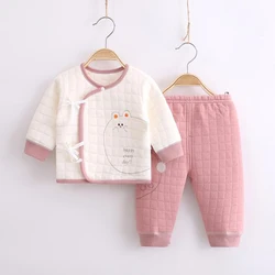 Hospital Newborn Set Spring Autumn Winter Tops Pants Two Pieces Girls Outfits Sets Quilted Boys Suit 0-6 Months