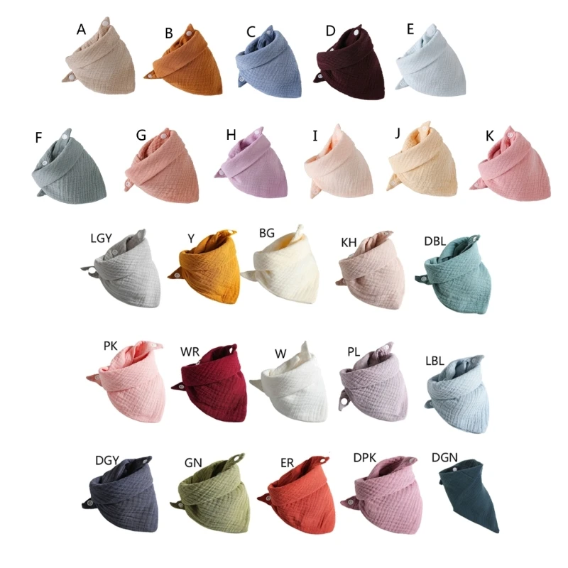 Cute Baby Bib for Triangle Saliva Towel Absorption Bandana Bibs Burp Cloths Soft and Absorbent 15 Colors Cotton