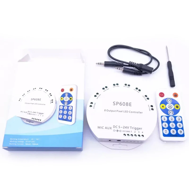 Contrôleur de musique avec sortie de signal 8 CH, bande lumineuse LED, micro intégré, IOS, Android, application Bluetooth, éventuelles 608E, WS2812B, WS2811, WS2815