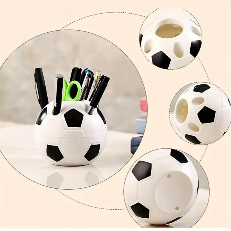 1pc Plastic Pen Holder Multi-functional Pen Holder Cartoon Football Pen Holder Office Football Pen Holder.Creative Pen Holder