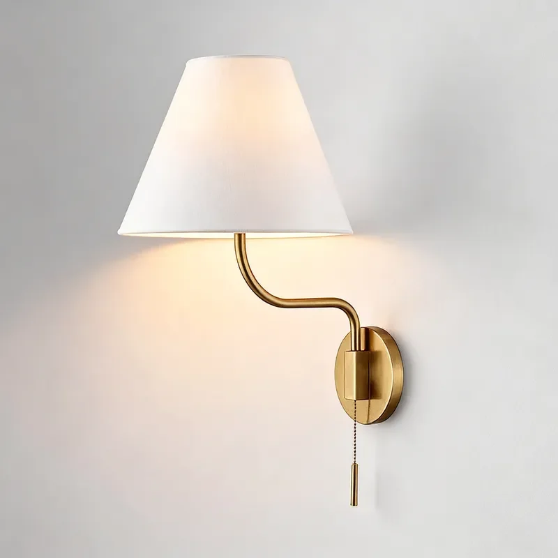 American Retro Minimalist Wall Lamps Living Room Decor Light Fixture Bedroom Bedside Illumination Zipper Switch Indoor Lighting