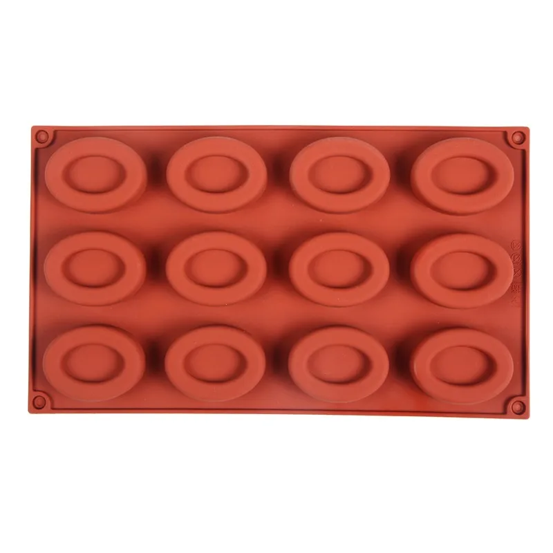 12 Cavity Silicone Oval Donut Mold Baking Pan Mold Bread Pastry Mold DIY Baking Tray Doughnut Dessert Making Cake Tools