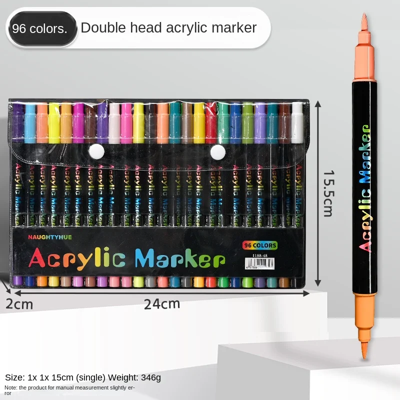 24-120 Kleuren Dubbelpuntige Acrylmarkerstift Set, Penseelmarkers voor Steenverf, Canvas, Hout, Keramiek, Kunstbenodigdheden voor Kinderen