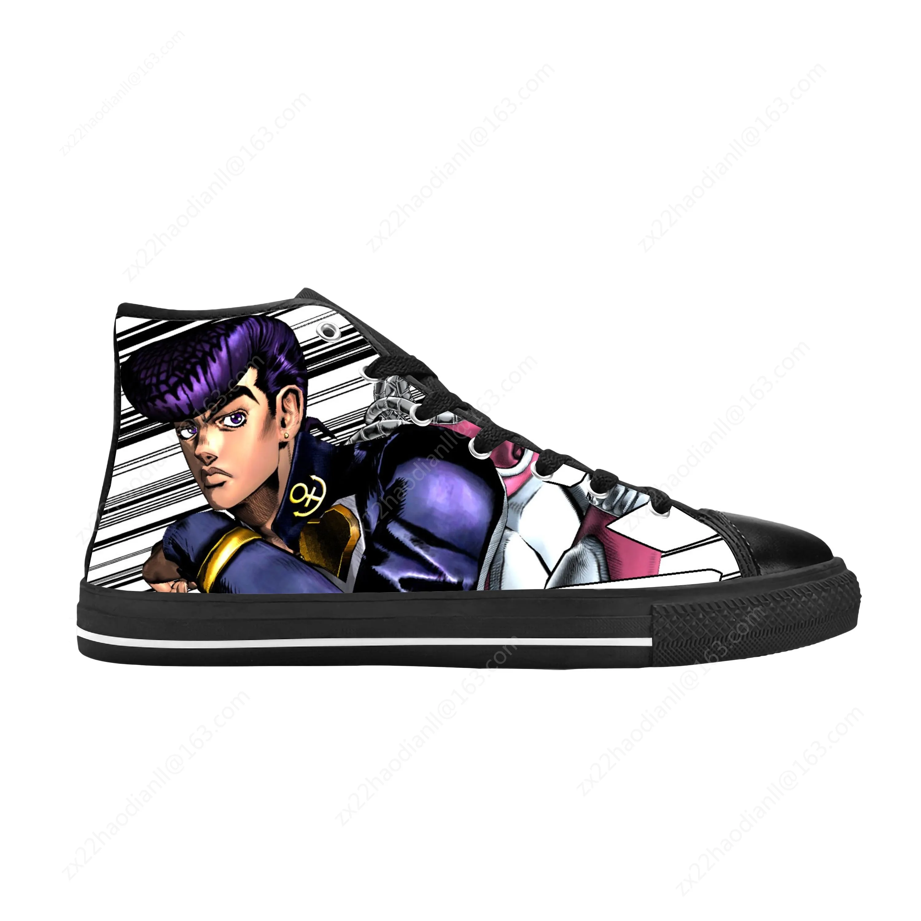 Anime Jojo Bizarre Adventure Higashikata Josuke Casual Cloth Shoes High Top Comfortable Breathable 3D Print Men Women Sneakers