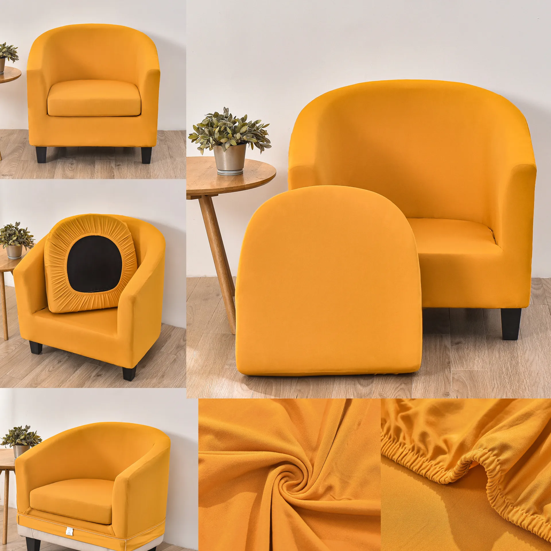 Solid Color Stretch Sofa Cover Single Seat Double Layer Split Full Slipcover Cafe Hotel Chair Home Furniture Protection