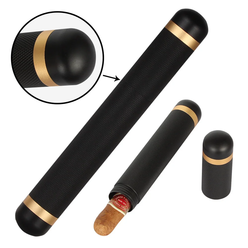 1pc Portable Aluminum Alloy Cigar Tube Metal Storage Aluminum Cigar Tube Moisture-proof Anti-fall Sealed Cigar Tube