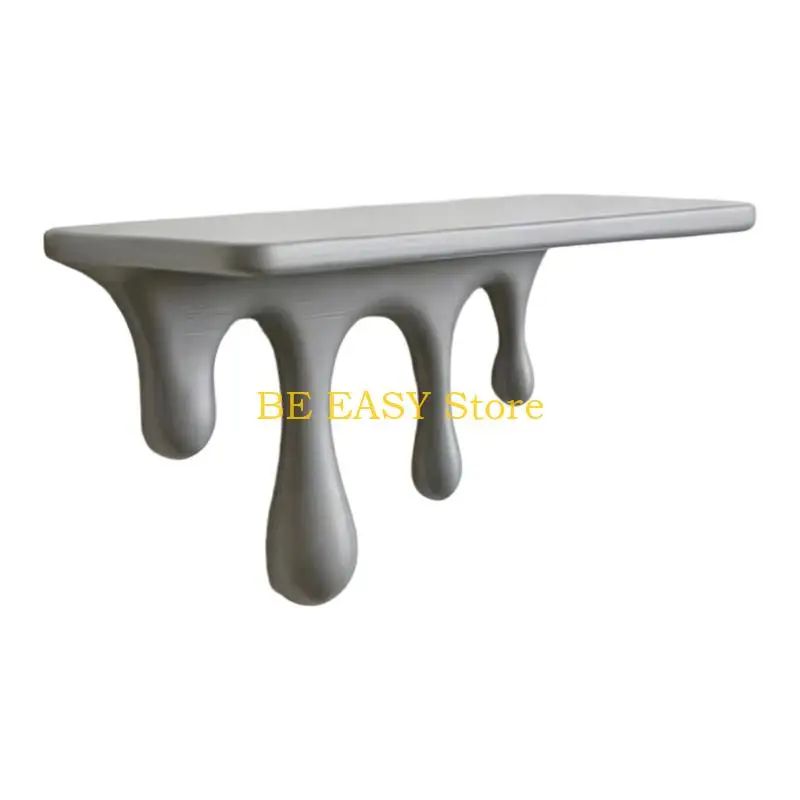 E28F Melting Wall Shelf Plastic Wall Mounted Display Shelf for Small Items, Floating Accent Shelf for Bedroom Entryway