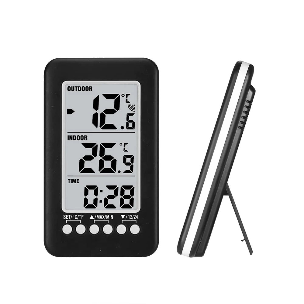 Indoor/Outdoor LCD Wireless Digital Thermometer Clock Temperature Meter Weather StationTemperature Tester Testing Tools