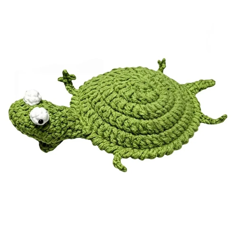 Convenient Pressable Crochet Lizard Coasters Cartoon Red Tongue Knitted Animal Coaster Novelty Handmade Water Cup Mat Cafe Use