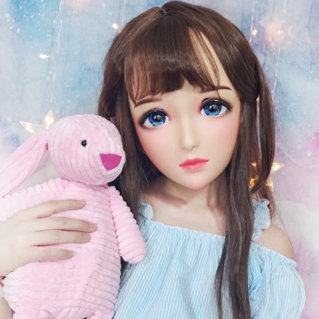 (Mo-03) femme douce fille résine demi-tête Kigurumi BJD yeux Crossdress Cosplay japonais Anime rôle Lolita masque avec yeux et perruque