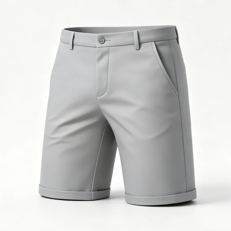 

100% Cotton Solid Work Shorts Men 2026 Summer High Quality Casual Business Social Elastic Waist Men Shorts Beach Golf Shorts Man