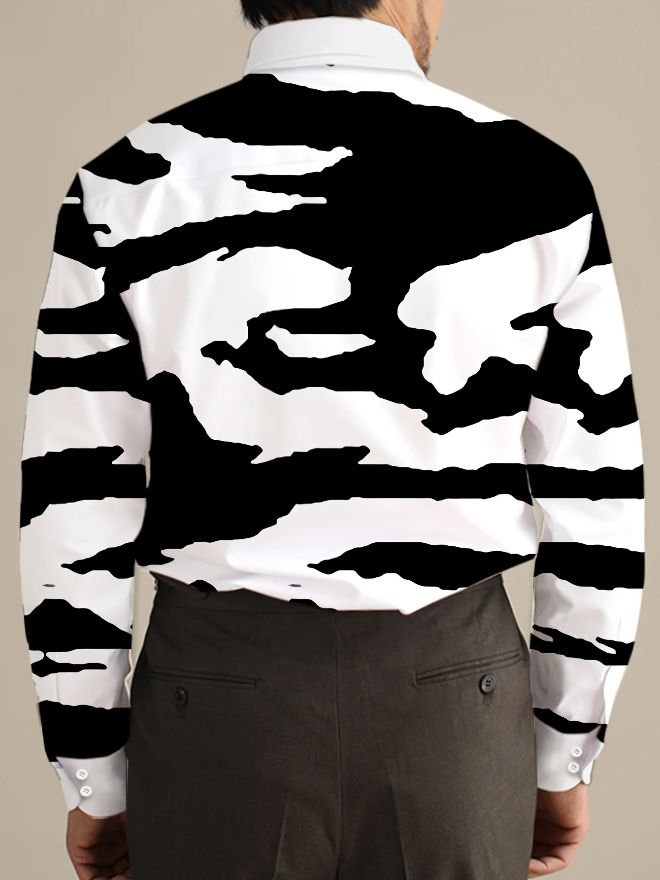 Bohemian Geometric Print Long Sleeve Shirt - Bold YES Text , Regular Fit Button-Up Shirt for Men & Women, Casual