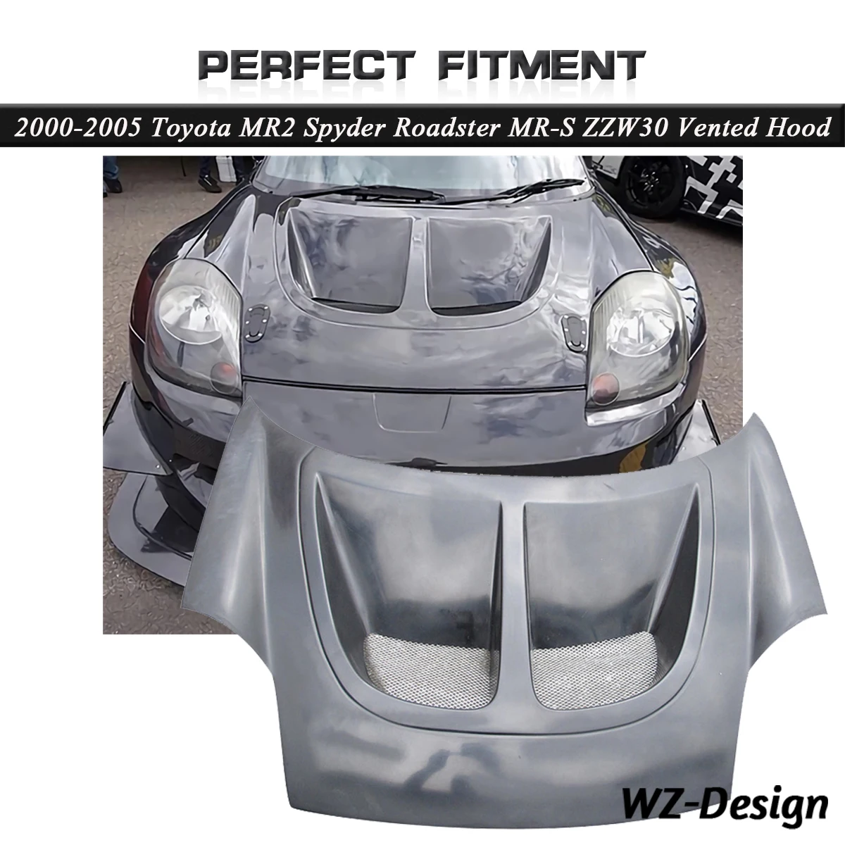 Fiber Glass / Carbon ZZW30 Vented Hood Fit For 2000-2005 MR2 Spyder Roadster MR-S Bonnet Engine Cover