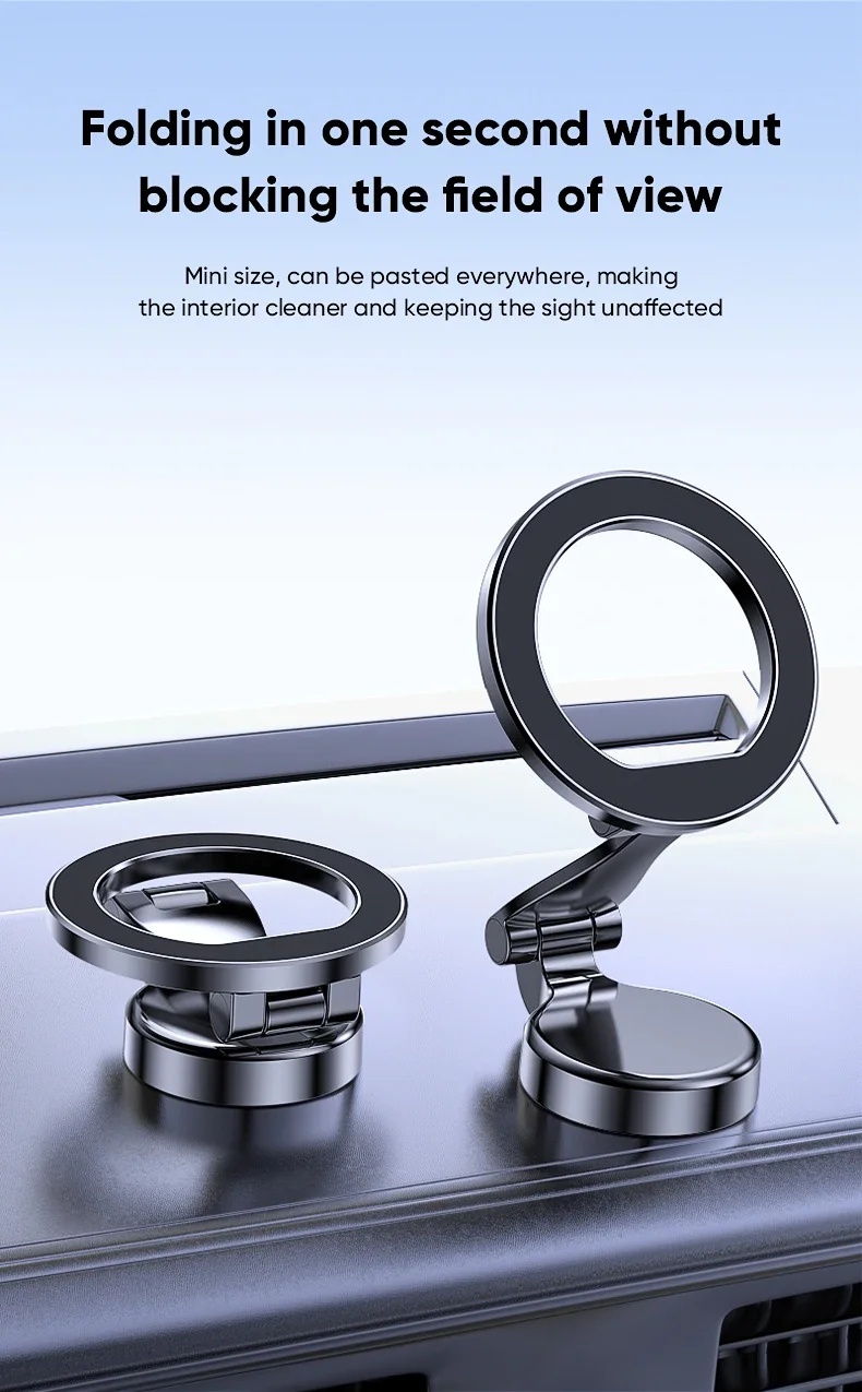 Foldable Magnetic Car Mobile Phone Holder for MagSafe 360 °   Adjustable Magnetic Car Mount Stand for iPhone 17 Huawei Xiaomi In Car view 2