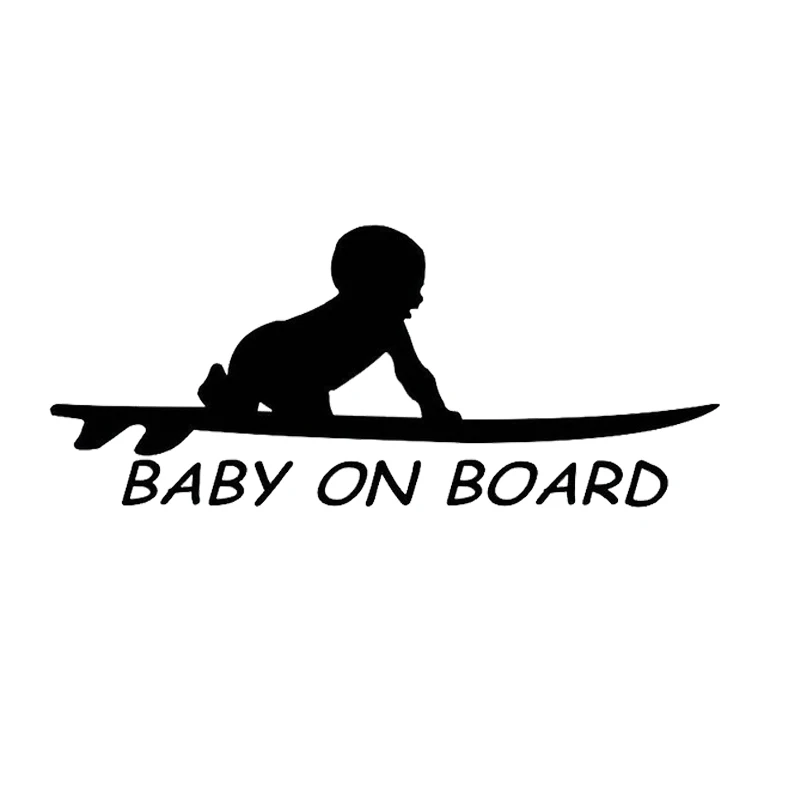 70006# Funny Car Stickers Baby on Board Surf Surfing Surfboard Styling Waterproof Sunscreen Decal Vinyl Decal