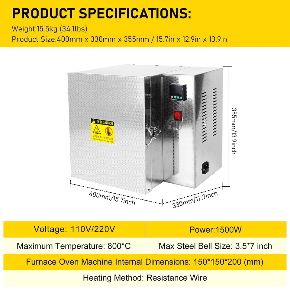 Arrival 800 Degrees Constant Oven High Temperature Furnace Permanent Dry Plaster Mold Digital Display Jewelry Casting Machine