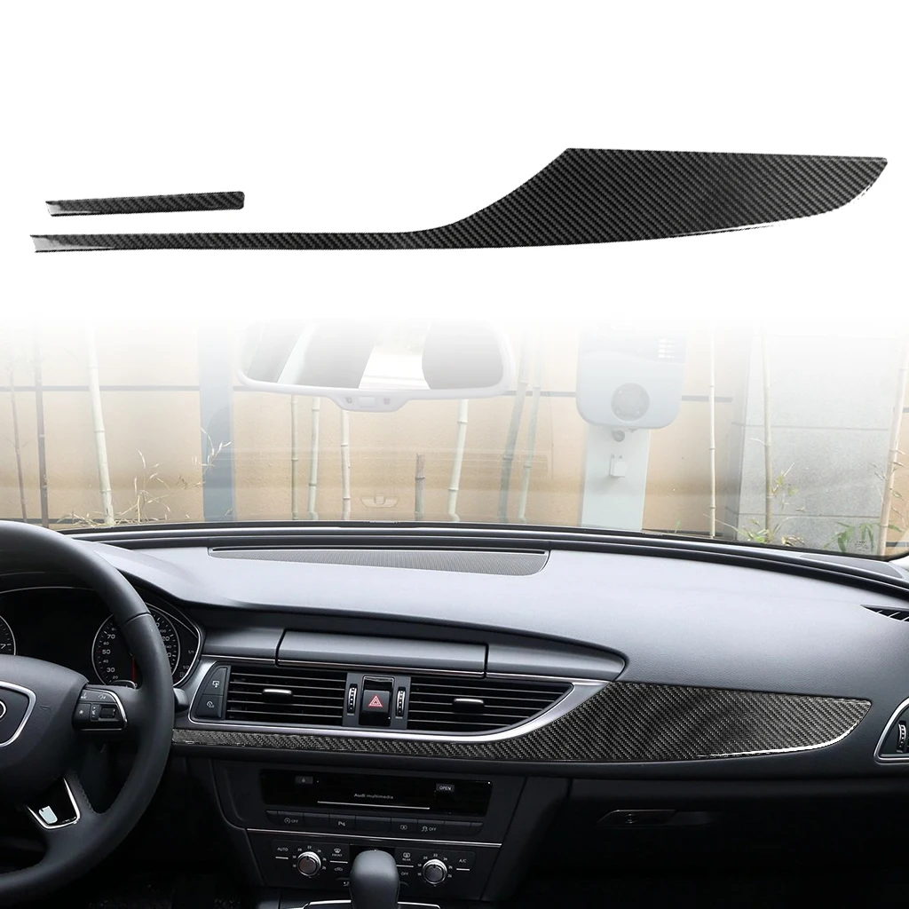 For Audi  A6 C7 Accessories Carbon Fiber Modification Interior Car Dashboard Co Driver Decorative Strip Cover Trim Sticker