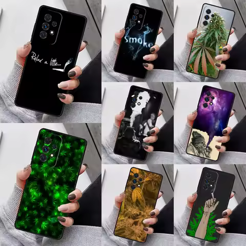 Weed Smoking Phone Case For Samsung Galaxy S23 S21 S20 FE S24 S22 Ultra Note20 S10 S9 S8 Plus A40 A52 A12 A13 A53