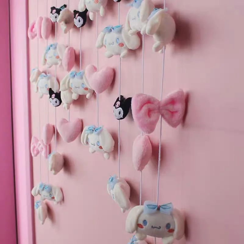 Sanrio Kawaii Door Curtain Pendant Hello Kitty Cinnamoroll Melody Kuromi Plush Toy Doll Velcro Bedroom Living Room Pendant Decor