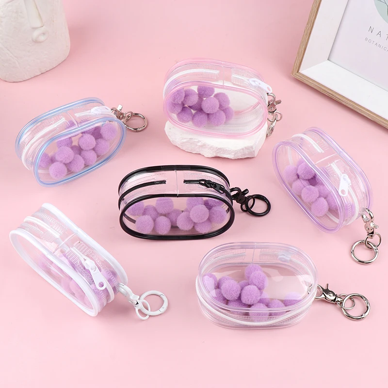 Boîte de rangement transparente pour bijoux, boîte mystère en plastique pour poudres, sac à beurre mignon avec porte-clés, étui anti-poussière, 1PC