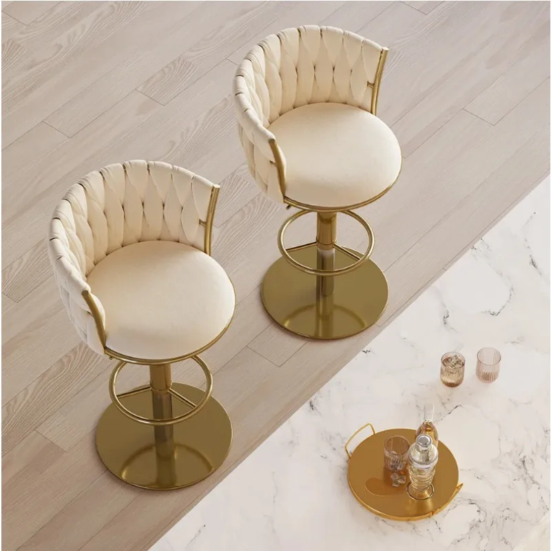 مقاعد للبار فاخرة قابلة للتعديل، ناعمة للاسترخاء، حلاق محترف، مقاعد بار مريحة، أثاث جمالي هزاز Sillas فريد من نوعه