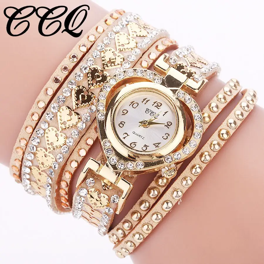 High end women's loop bracelet watch, casual and fashionable, Korean velvet set with diamond heart dial, women's long rope watch