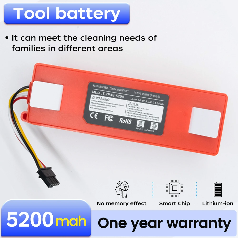 

SD-Mijia 1st generation 1S Stone S50 S51 S55 robot vacuum cleaner battery for Xiaomi Roborock S55 S60 S65 S50 S51 S5 MAX S6