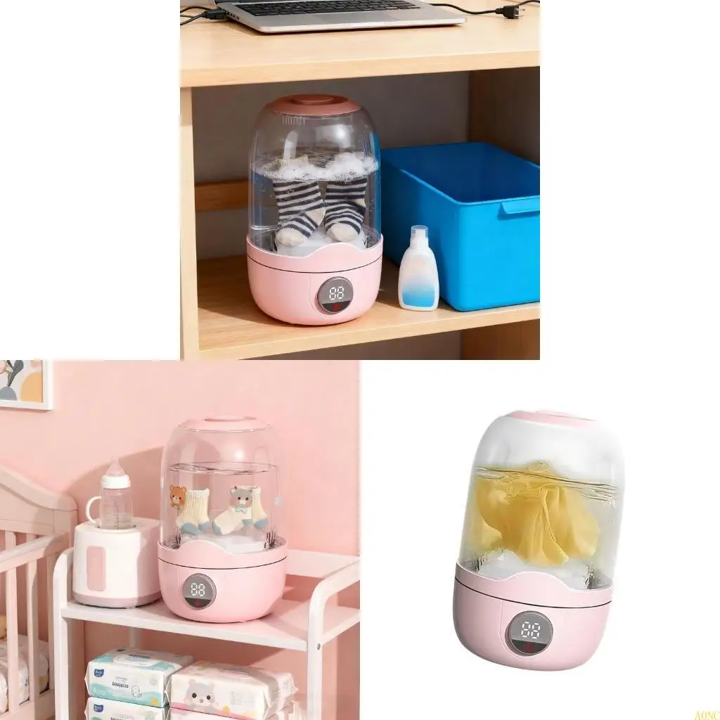 A0NC Mini lavatrice ricaricabile senza fili per pulizia della biancheria intima dei vestiti del bambino