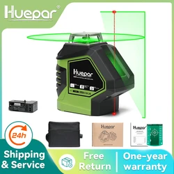 Huepar 621CG Green Beam Laser Level with 2 Plumb Dots Self-Leveling 360 Rotary Cross Line Vertical Horizontal Measuring Tool