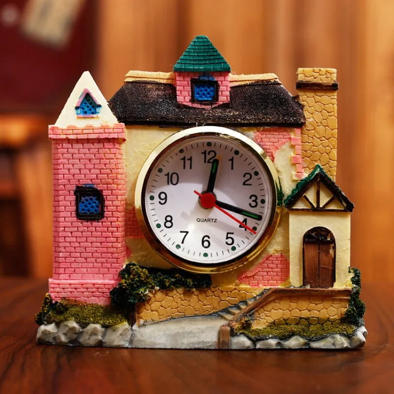 Castle Alarm Clock Villa Creative Clock Children Gift Student Fun Antair Nightstand Home Desktop Decoration