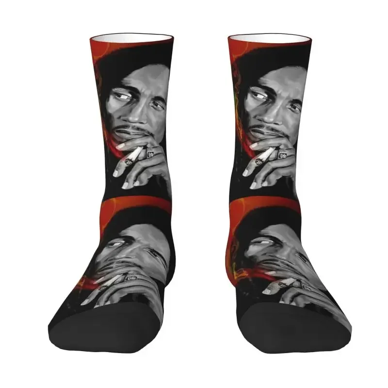 Y2K custom Jamaica reggae rock Bob Marley Mens Crew unisex fashion 3D printing dress socks