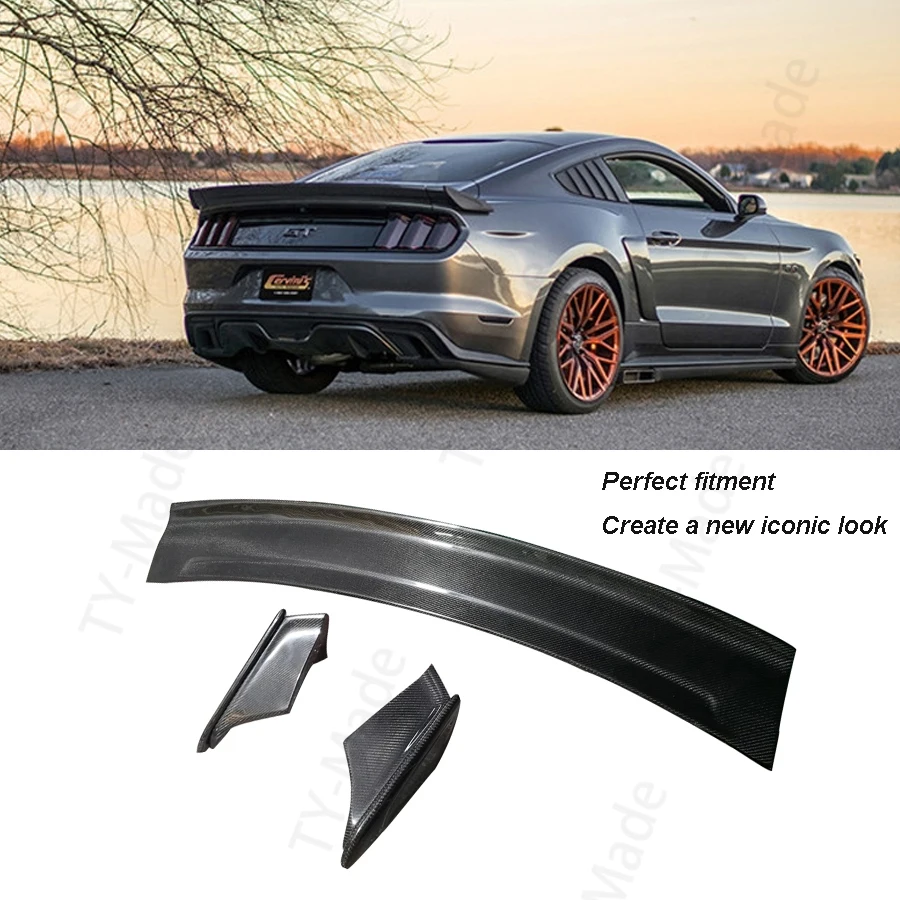 Mustang Carbon Fiber FRP Rear Trunk Spoiler Tail Wings Lip Fit For Ford Mustang Car Cervini S Style Spoiler 2015-2019