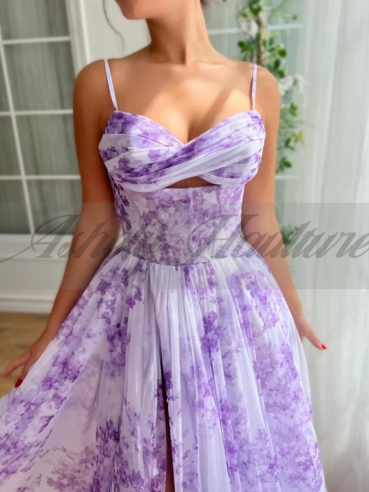 Vestido de fiesta de gama alta para mujer, ropa para ocasiones especiales, tirantes finos, fruncido, línea A, Sexy, abertura frontal, fiesta de noche, Formal, personalizado