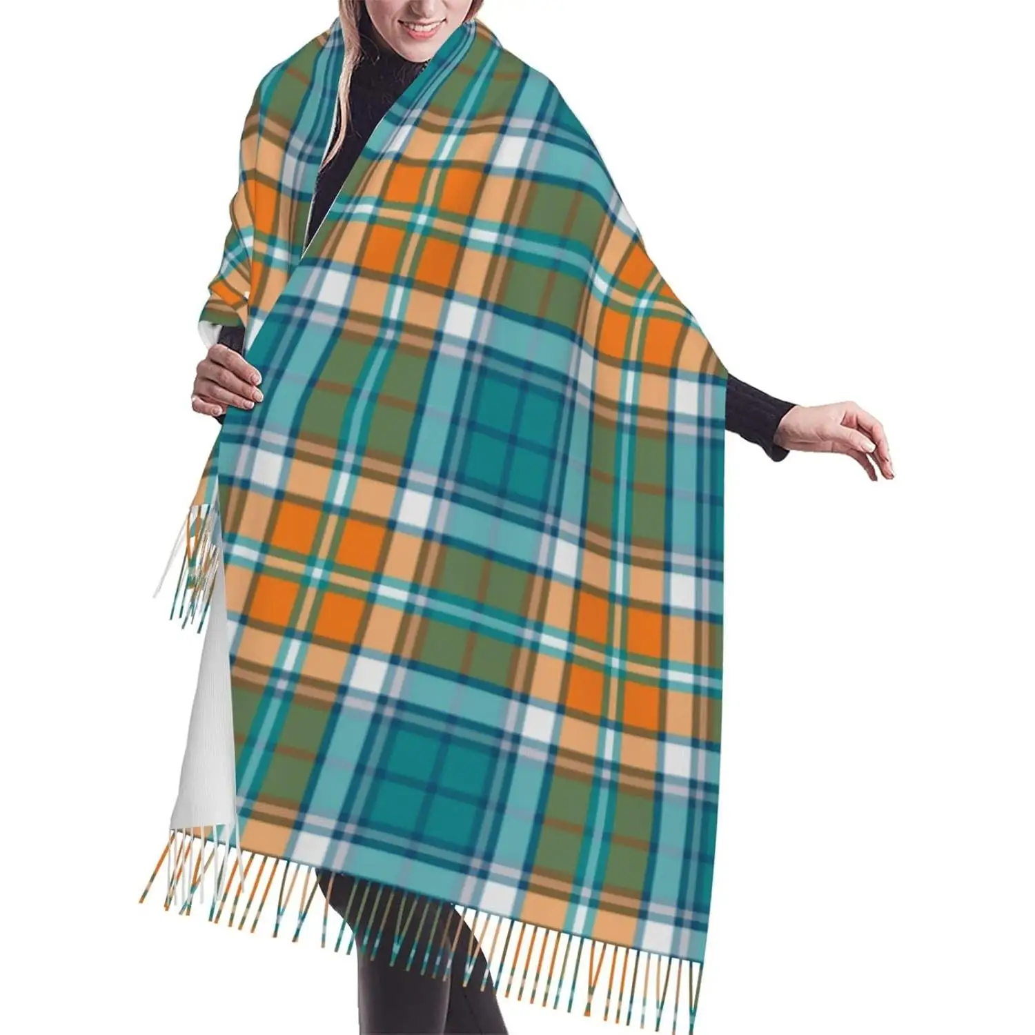 

Women's Fashion Plaid Cashmere Feel with Tassel Large scarf warm party shawl Wraps Wrap Shawl For Gift Women Spring Fall Winter