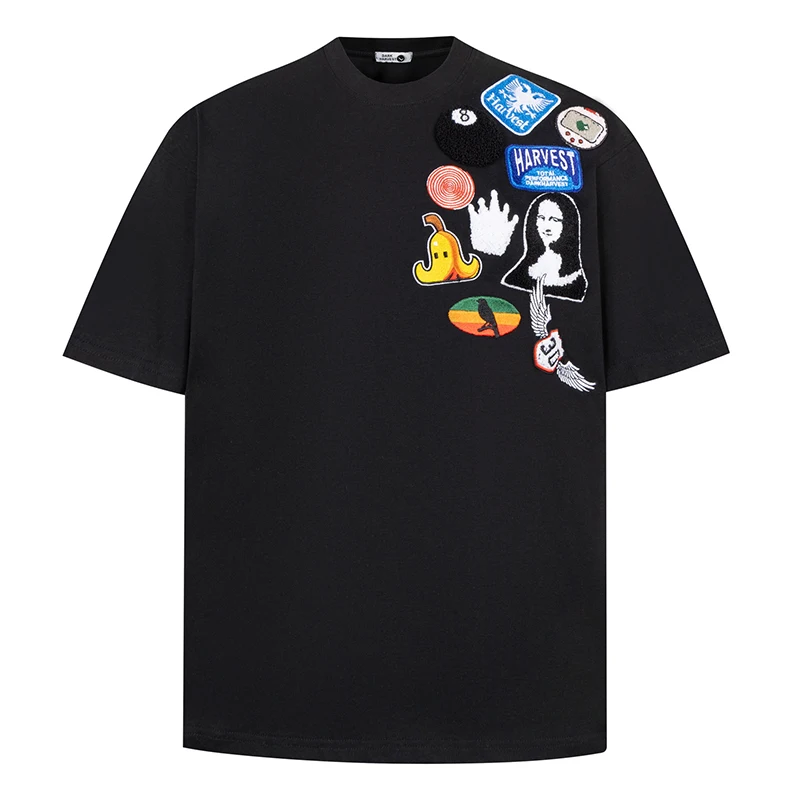 

Summer Mens Short Sleeve Tshirts Hip Hop Towel Embroidery Graphic T-Shirts Streetwear Harajuku Casual Cotton Tops Tees Clothing