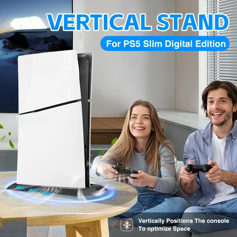 Vertical Stand Base Holder For Playstation 5 Slim Console with Built-in Cooling Vents and Non-Slip Feet For PS5 Slim Accessories view 3