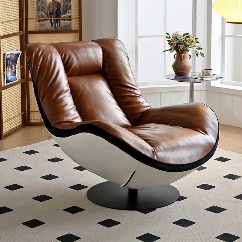 

Italian rotating single sofa chair, designer living room balcony high back chair, light luxury leisure lazy sofa