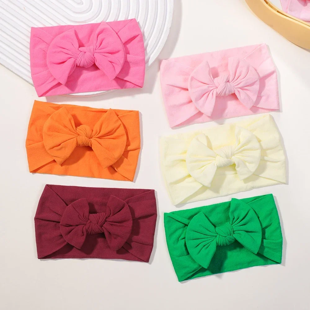 5Pcs Cute Bows Baby Headband  Baby Girl Hair Bands for Newborn Infant  Soft Elastic Turban Headwear Baby Hair Accessories Gifts