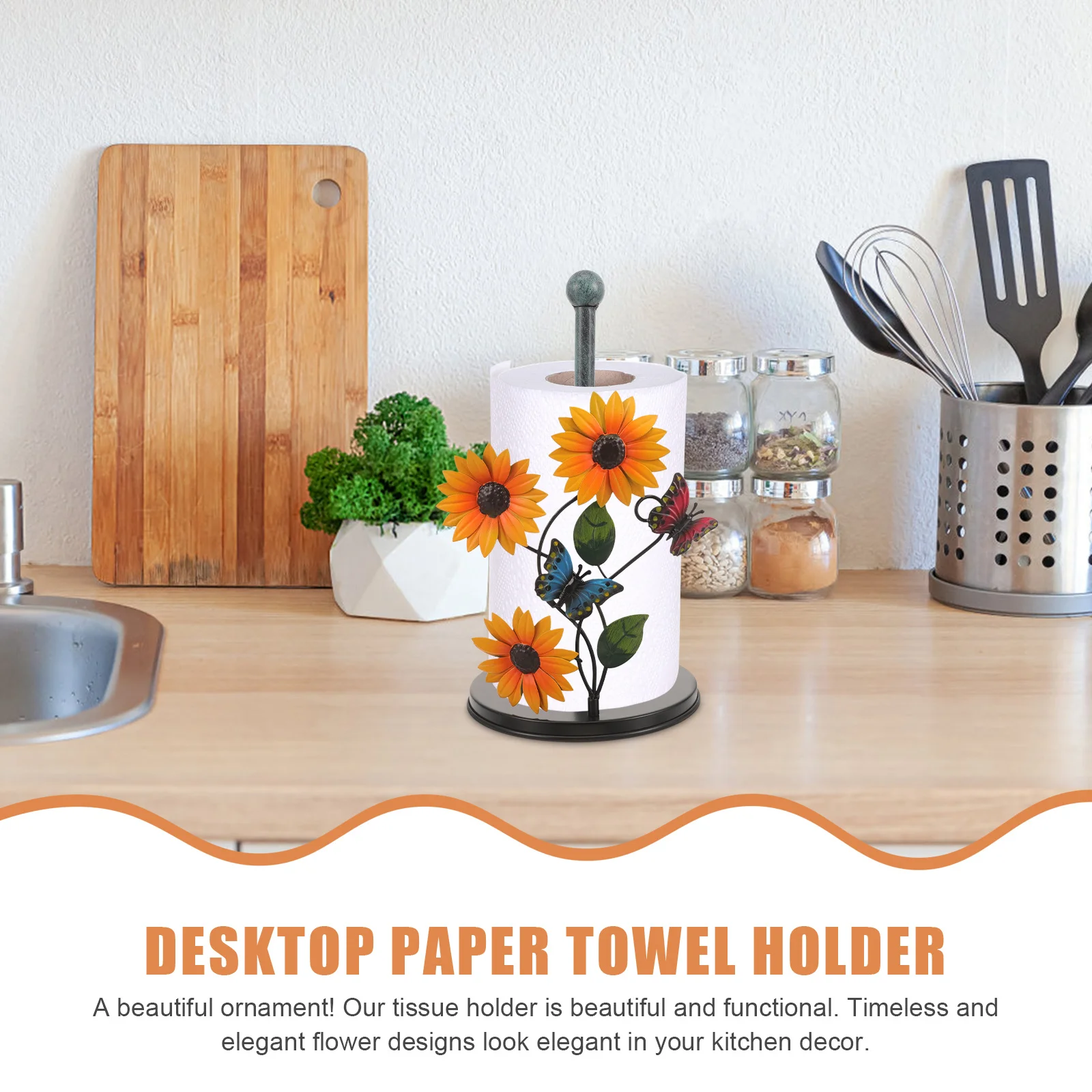 

Iron Craft Paper Towel Holder Stand Freestanding Vertical Metal Tissue Organizer For Kitchen Bathroom Living Room Home