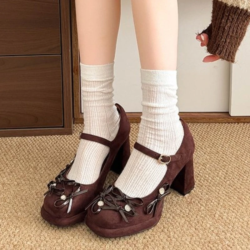 

Женские туфли на платформе с толстым каблуком, элегантные туфли-лодочки для свадьбы и вечеринок, весна 2026, женские туфли без застежек