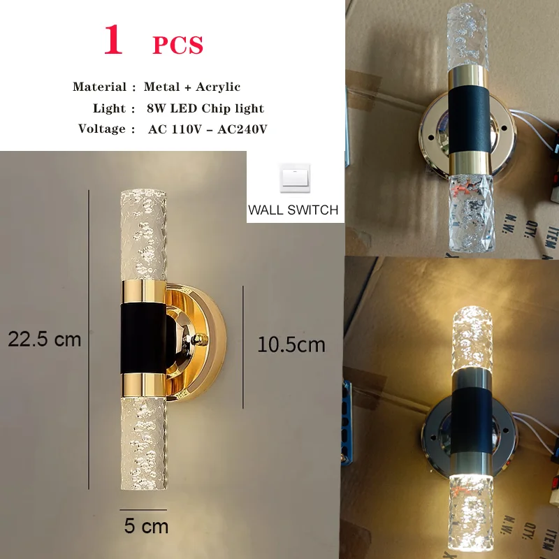 salle de bain Lampes de vanité dorées pour miroir, appliques murales modernes, abat-jour pour chambr