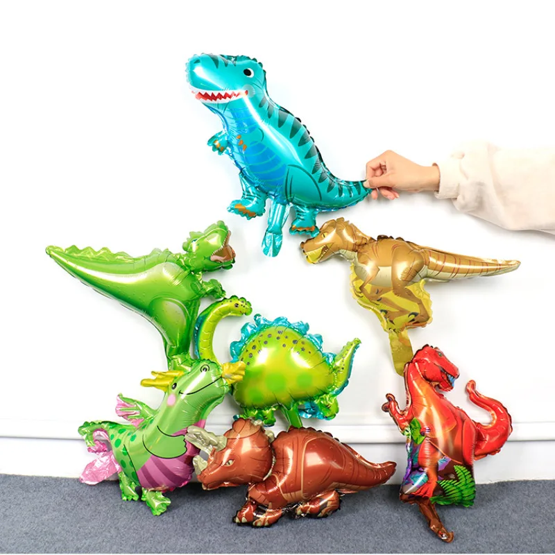7 Stück Mini-Dinosaurier-Ballons Kleine Cartoon-Figuren Tyrannosaurus Rex Triceratops Swift Raptors Triceratops Kindergeburtstags-Spielzeug-Deko – Detail 4