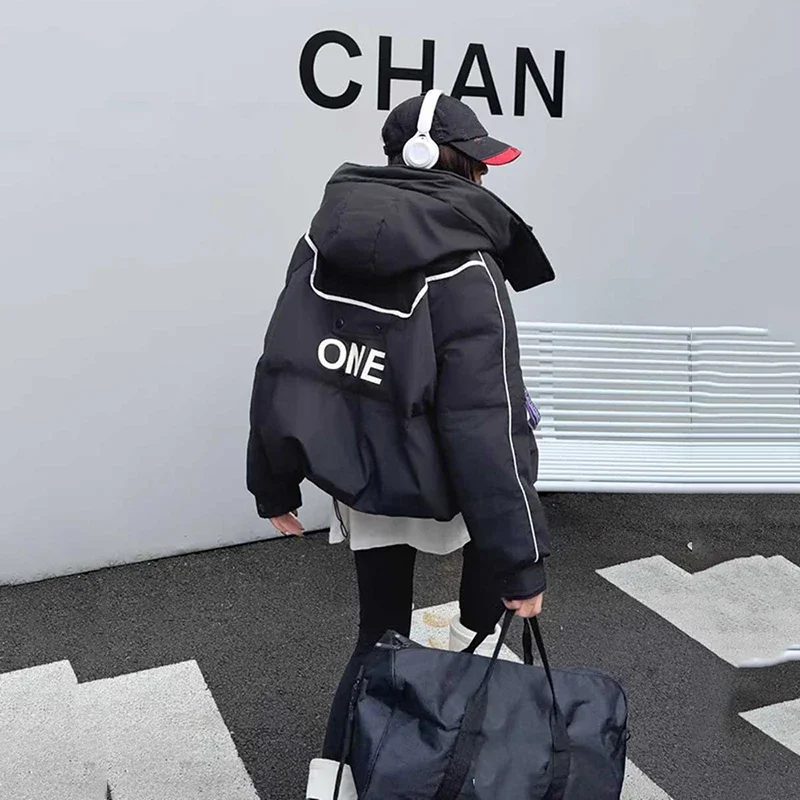 Women White Duck Down Warm Waterproof Parker Female Thick Zipper Jackets Outwears Winter Hooded Patchwork Short Down Jacket