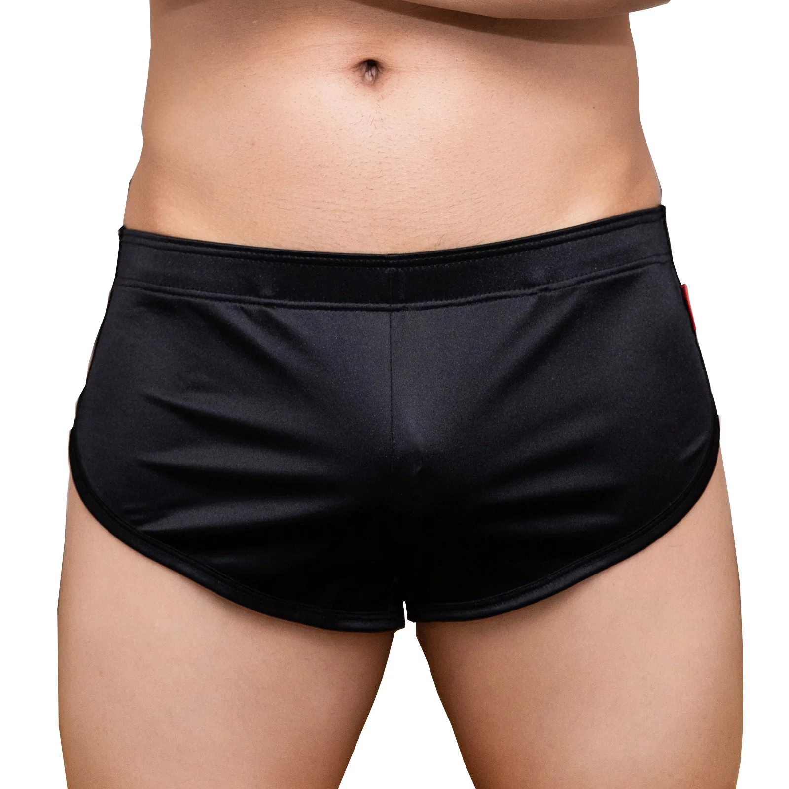 

Mens Glossy Oily Boxers Shorts Underwear Man Sexy Satin Panties Underpants Smooth Lingerie Erotic Pajamas Shorts Side Split Boxe