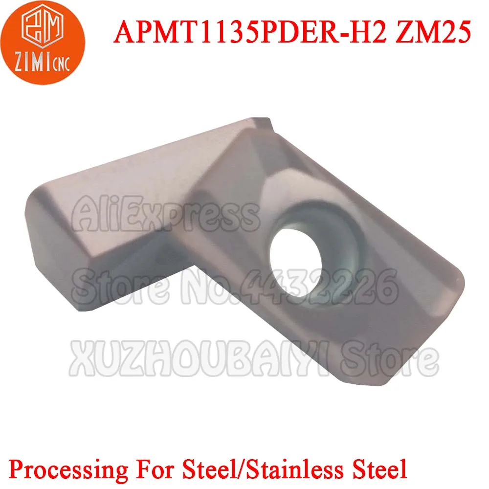 10pcs APMT1135PDER-H2 ZM25 APMT1135PDER H2 APMT1135PDER H2 APMT 1135 PDER Carbide Milling Inserts Turning Tools Cutter Mill APMT