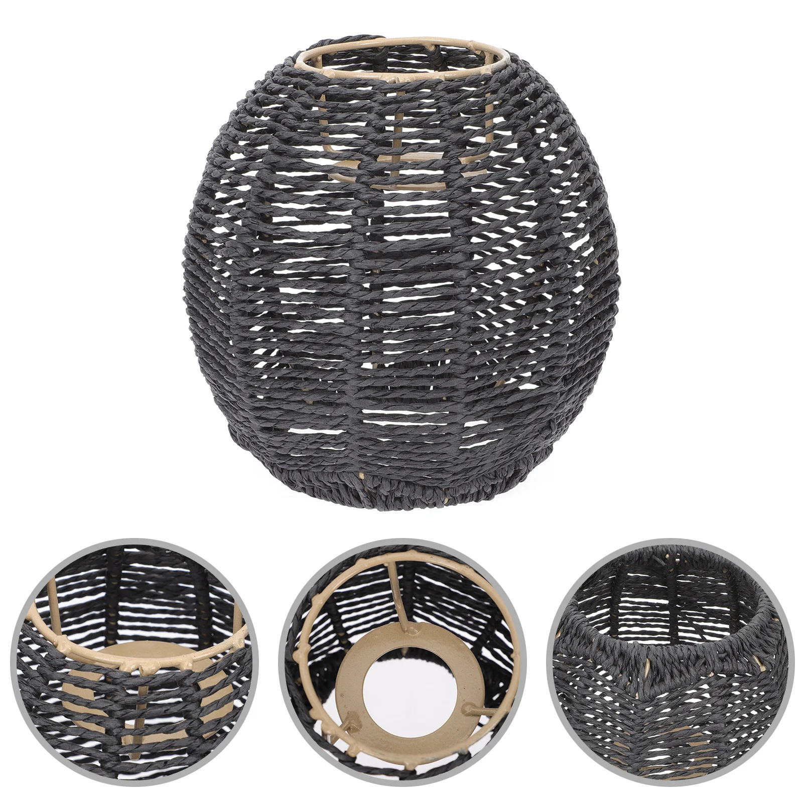 

Paper Rope Woven Lampshade Handmade Durable Chandelier Cover Retro Style Warm Ceiling Pendant Light Shade for Home Bedroom